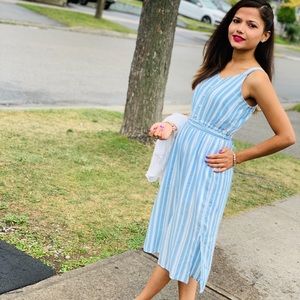 Blue and White stripped jump suit short